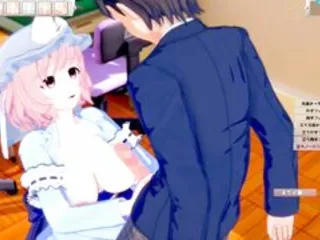 [Hentai Game Koikatsu! ]Have sex with Touhou Big tits Yuyuko Saigyouji. 3DCG Erotic Anime Video.
