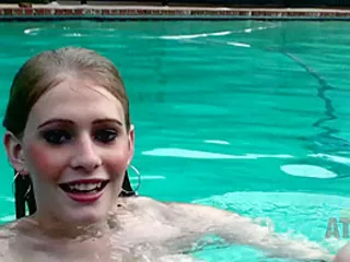 Alli jumps into the pool naked while chatting