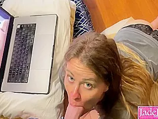 Amateur Couple Watching Porn While Wife Sucking Dick 5 Min